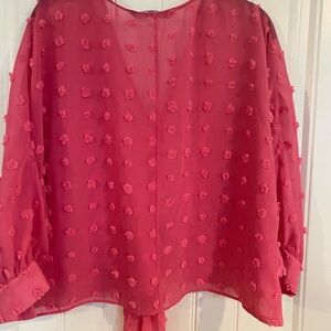 Zara sheer oversized top size M pink embellished dot detail